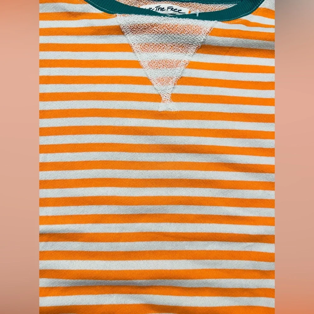 NWOT Free People Classic Stripe Oversized Crewneck Sweatshirt
